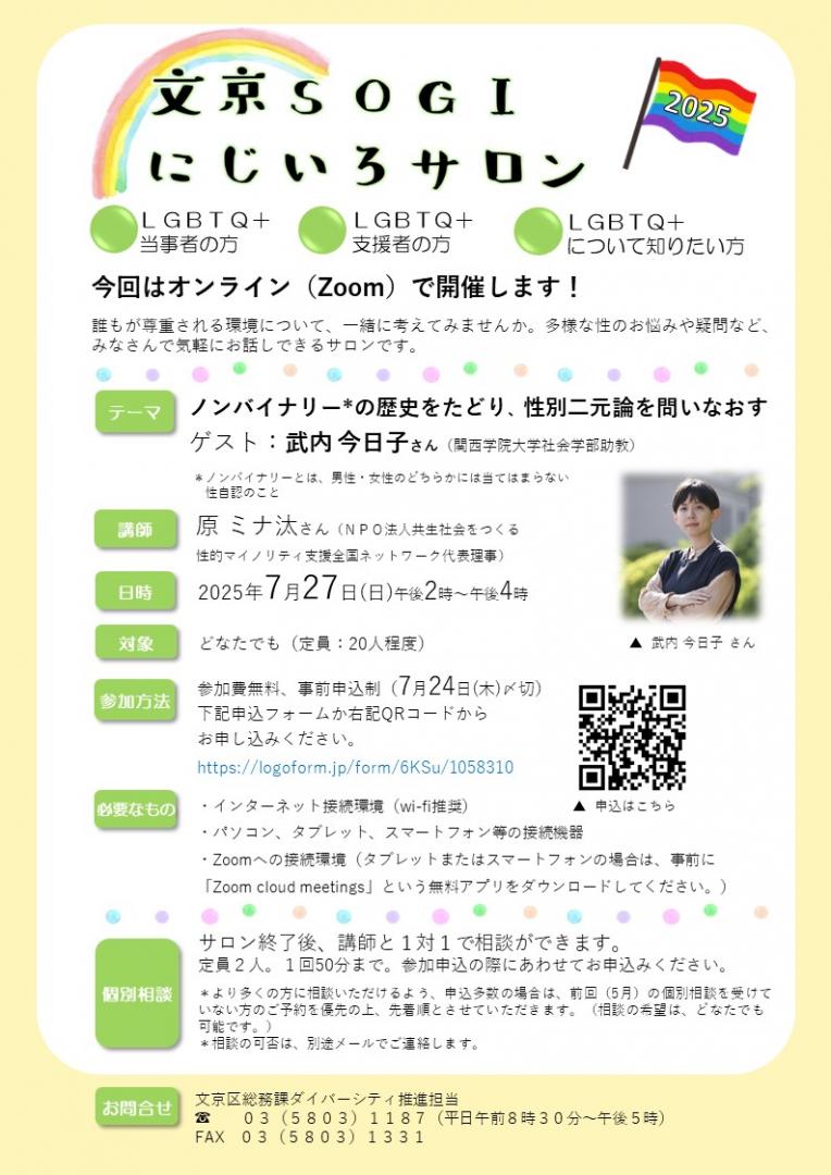 第2回文京SOGIにじいろサロンちらし表