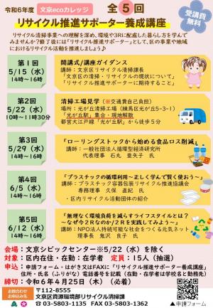 リサイクル推進サポーター養成講座チラシ