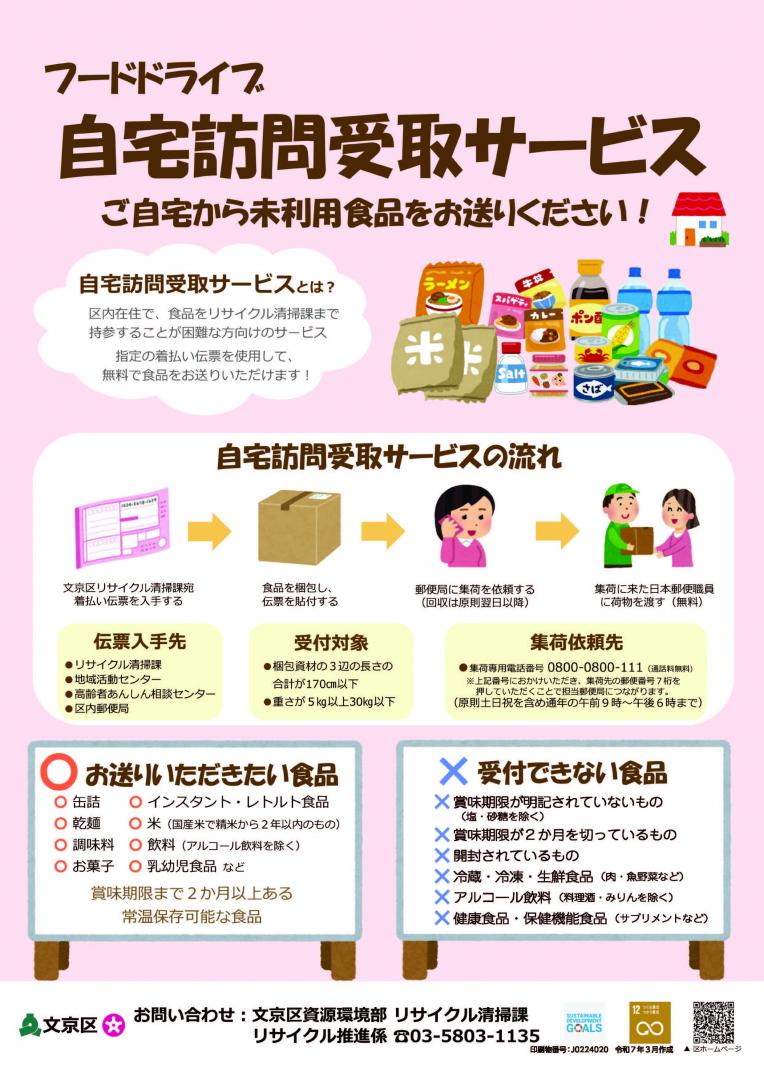フードドライブ自宅訪問受取サービスチラシ