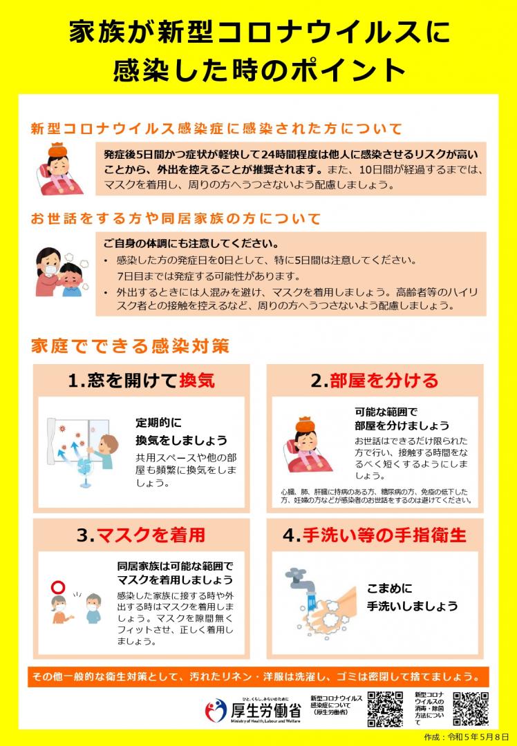 家族が新型コロナウイルス感染症に感染した時のポイント