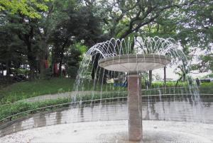 勢いよく噴き出す噴水