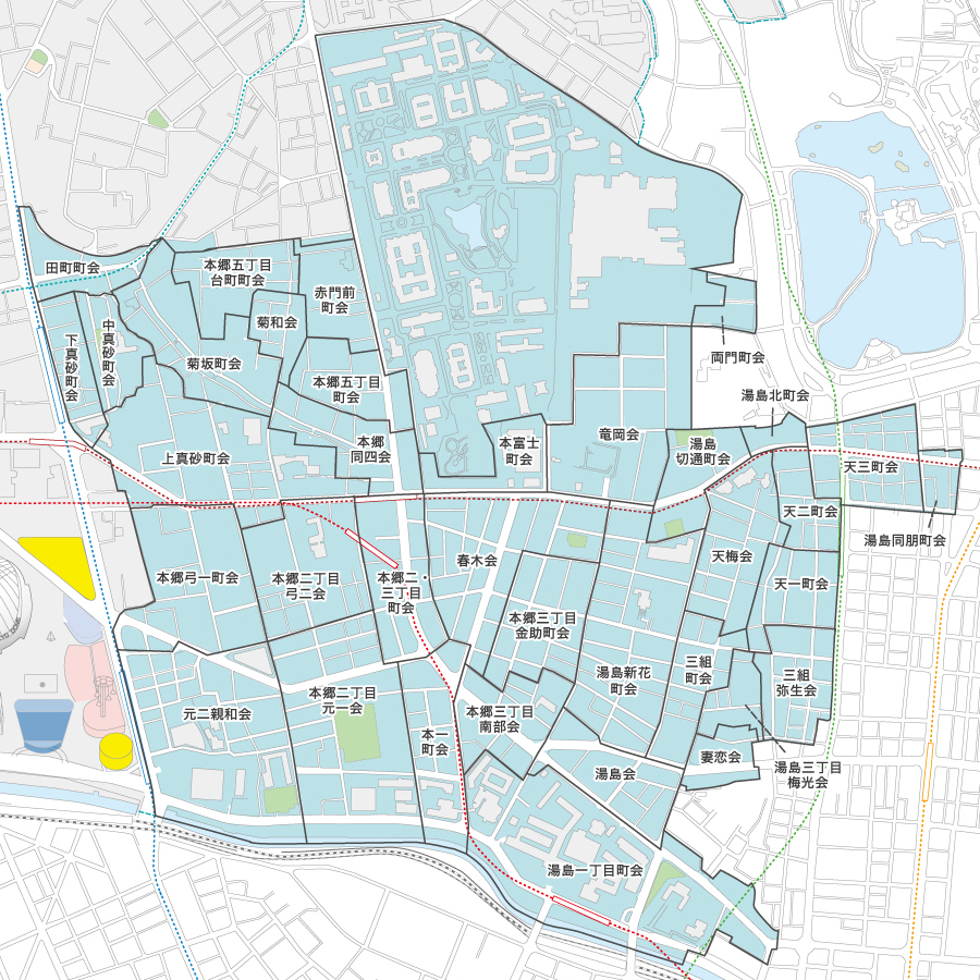 湯島・本郷エリアの地図